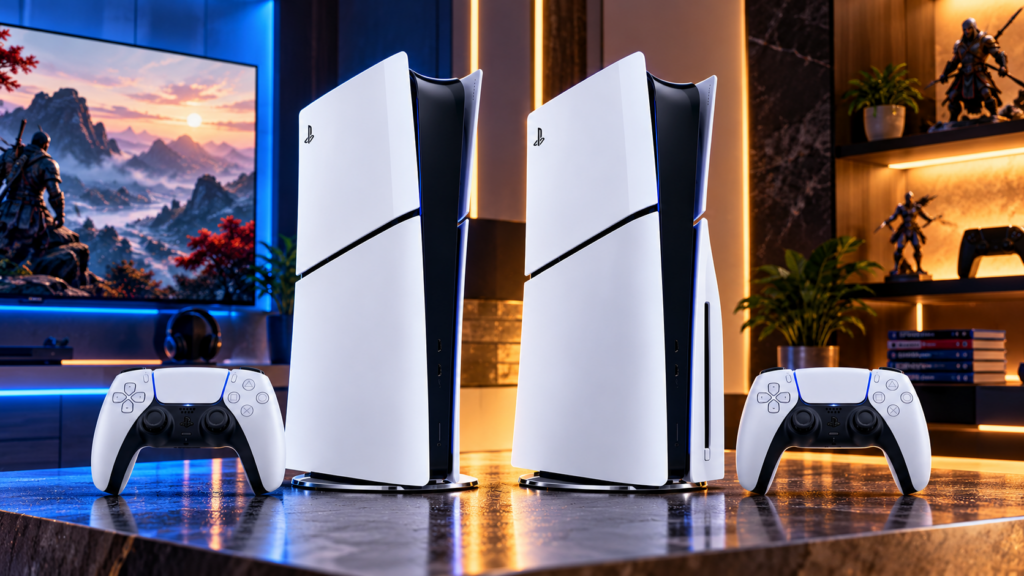PS5 Slim Digital و PS5 Slim Disc کنار یکدیگر